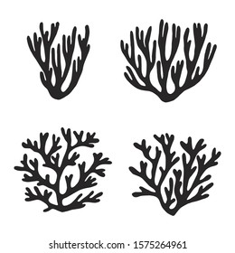 sea corals and seaweed plants black silhouette vector