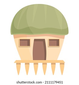 Sea cottage icon cartoon vector. Beach house. Island villa