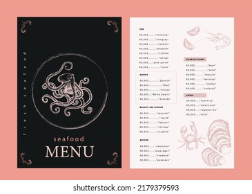 sea ​​menu cover for restaurant