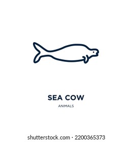 sea cow icon from animals collection. Thin linear sea cow, sea, nature outline icon isolated on white background. Line vector sea cow sign, symbol for web and mobile
