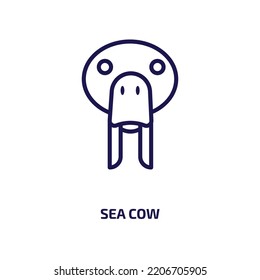 sea cow icon from animals collection. Thin linear sea cow, cow, sea outline icon isolated on white background. Line vector sea cow sign, symbol for web and mobile