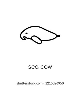 Sea cow icon. Trendy modern flat linear vector Sea cow icon on white background from thin line animals collection, editable outline stroke vector illustration