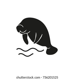 Sea cow jumping out of water icon svg