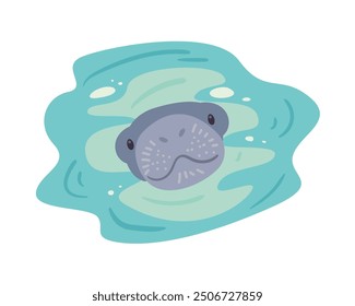 sea cow swimming under the water isolated