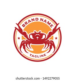 Sea crab circle stamp logo design