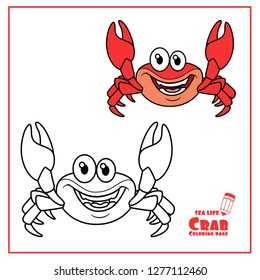 Sea crab color and outlined isolated on white background
