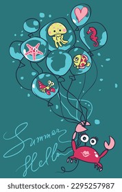 sea crab fish illustration, seafood