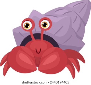 Sea crab. Funny cartoon character. Underwater animal