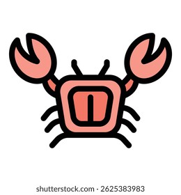 Sea crab icon outline vector. Beach food animal. Ocean cute crab color flat