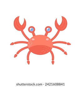 Sea crab. Sea and ocean animal. Underwater life. Children's illustration in cartoon style. Vector illustration  isolated on white background