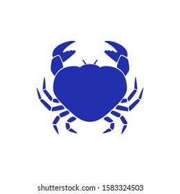 Sea crab vector illustration, logo silhouette, element, blue