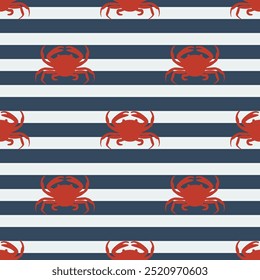 Sea crabs vector seamless repeat pattern summer beach vintage.