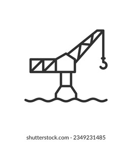 Sea crane, linear icon. Line with editable stroke