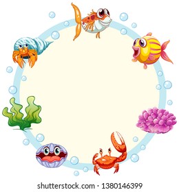 Sea creature frame template illustration