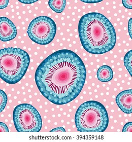 sea creature inspired repeat pattern blue and pink shades