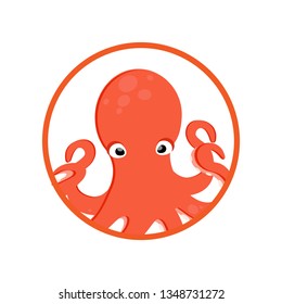 Sea creature octopus round icon. Zoo animals