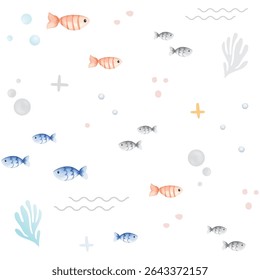 Sea creature pattern seamless fish