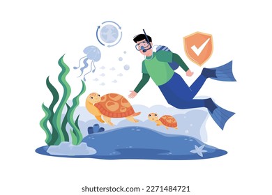 Sea Creature Preservation Illustration concept on white background