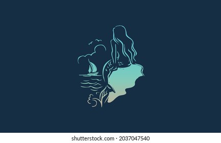 Sea Creature Symbol Mermaid Outline Vector Stock Vector (Royalty Free ...