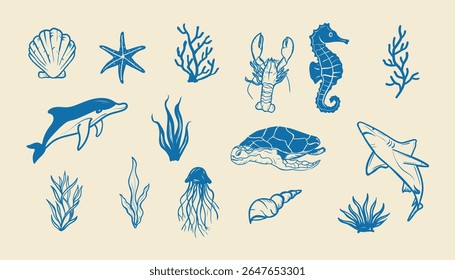 Sea Creature Tropical Ocean Nature Graphic Collection.