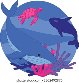 Sea Creature Vector Illustration. World Ocean Day Illustration.