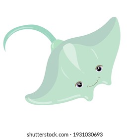 Sea creatures. Beautiful Electric Stingray. Big fish. Sea creature. Vector illustration isolated on white background