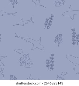Sea creatures fabric seamless pattern. patel shades pattern. Pattern for fabric, notebook-book cover and wrapping paper, Pattern for design wallpaper and fashion prints.