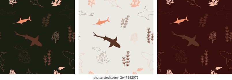 Sea creatures fabric seamless pattern. patel shades pattern. Pattern for fabric, notebook-book cover and wrapping paper, Pattern for design wallpaper and fashion prints.