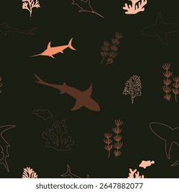 Sea creatures fabric seamless pattern. patel shades pattern. Pattern for fabric, notebook-book cover and wrapping paper, Pattern for design wallpaper and fashion prints.