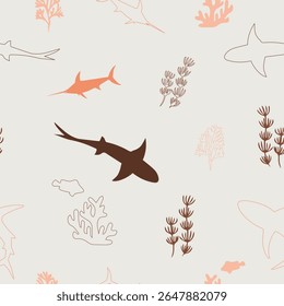 Sea creatures fabric seamless pattern. patel shades pattern. Pattern for fabric, notebook-book cover and wrapping paper, Pattern for design wallpaper and fashion prints.