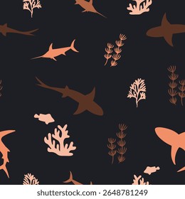 Sea creatures fabric seamless pattern. patel shades pattern. Pattern for fabric, notebook-book cover and wrapping paper, Pattern for design wallpaper and fashion prints.