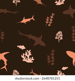 Sea creatures fabric seamless pattern. patel shades pattern. Pattern for fabric, notebook-book cover and wrapping paper, Pattern for design wallpaper and fashion prints.