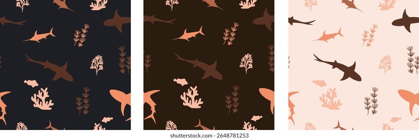 Sea creatures fabric seamless pattern. patel shades pattern. Pattern for fabric, notebook-book cover and wrapping paper, Pattern for design wallpaper and fashion prints.