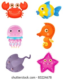 Sea creatures icon set