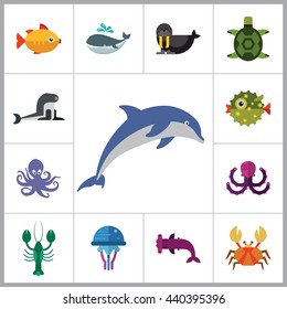 Sea Creatures Icons Set