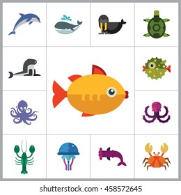 Sea Creatures Icons Set