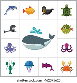 Sea Creatures Icons Set