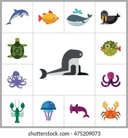 Sea Creatures Icons Set