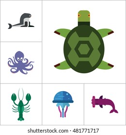 Sea Creatures Icons Set