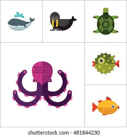 Sea Creatures Icons Set