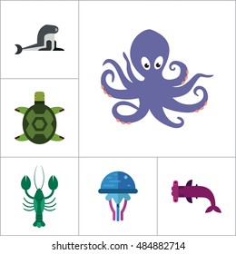 Sea Creatures Icons Set