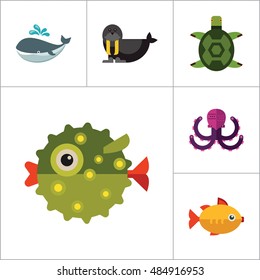 Sea Creatures Icons Set