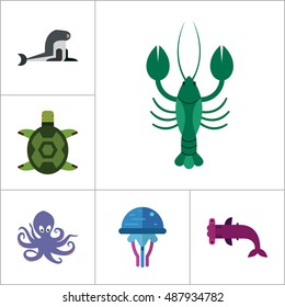 Sea Creatures Icons Set