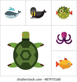 Sea Creatures Icons Set