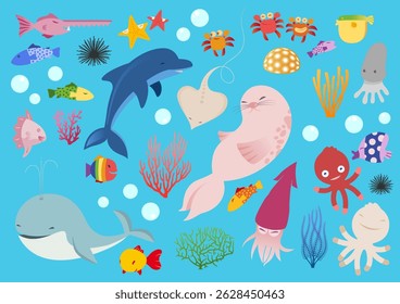 Sea Creatures illustrations vector collection