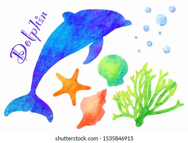 Sea creatures painted in grunge style