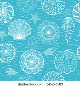 Sea creatures, seamless background