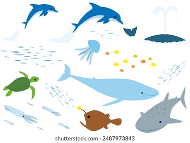 Sea creatures set 1
Simple illustrations of sea creatures.