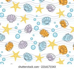 Sea Creatures and waves pattern