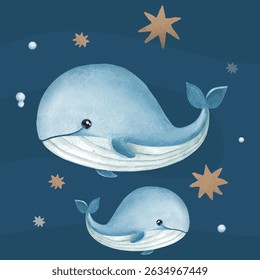 Sea Creatures whale with Background
